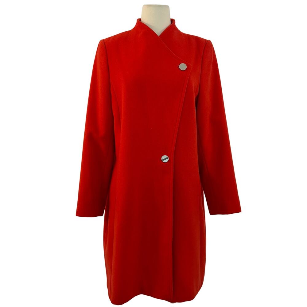 Marks and Spencer Duster Coat Chili Red Long Sleeves Button Closure | Size US14